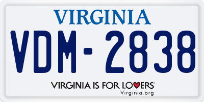 VA license plate VDM2838