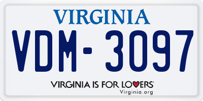 VA license plate VDM3097