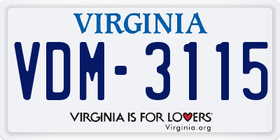 VA license plate VDM3115