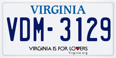 VA license plate VDM3129