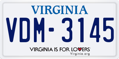 VA license plate VDM3145