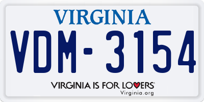 VA license plate VDM3154