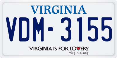 VA license plate VDM3155