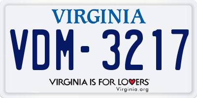 VA license plate VDM3217