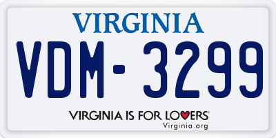 VA license plate VDM3299