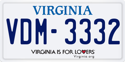VA license plate VDM3332