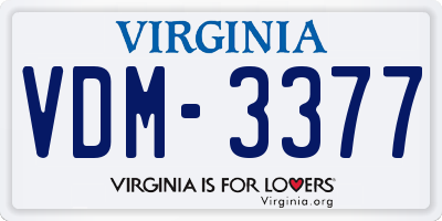 VA license plate VDM3377