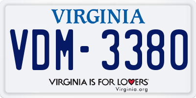 VA license plate VDM3380
