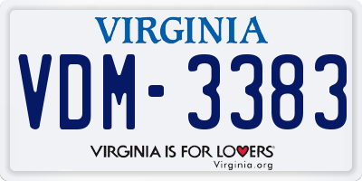 VA license plate VDM3383
