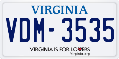 VA license plate VDM3535