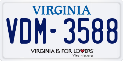 VA license plate VDM3588