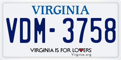 VA license plate VDM3758