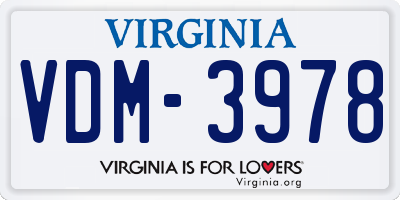 VA license plate VDM3978
