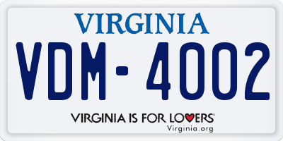 VA license plate VDM4002