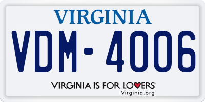 VA license plate VDM4006
