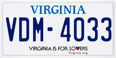 VA license plate VDM4033