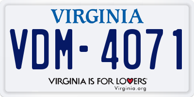 VA license plate VDM4071