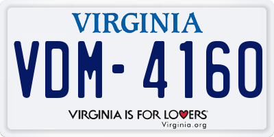 VA license plate VDM4160