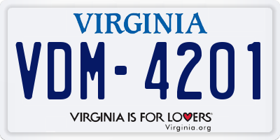 VA license plate VDM4201