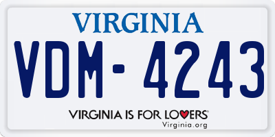 VA license plate VDM4243