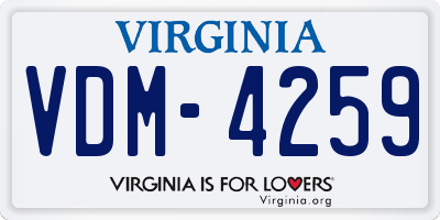 VA license plate VDM4259