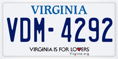 VA license plate VDM4292