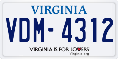 VA license plate VDM4312