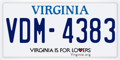 VA license plate VDM4383