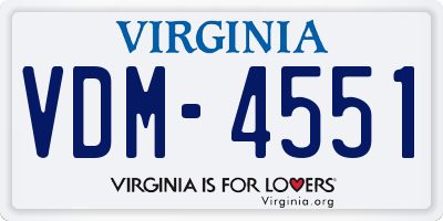 VA license plate VDM4551