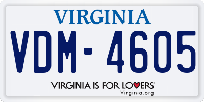 VA license plate VDM4605
