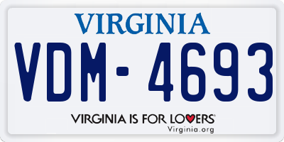 VA license plate VDM4693