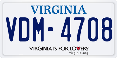 VA license plate VDM4708
