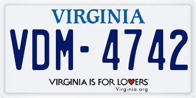 VA license plate VDM4742