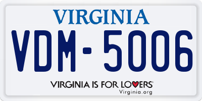 VA license plate VDM5006