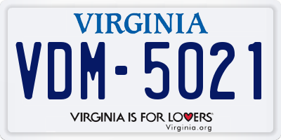VA license plate VDM5021
