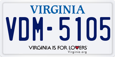 VA license plate VDM5105