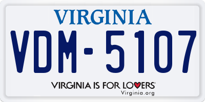VA license plate VDM5107
