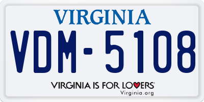 VA license plate VDM5108