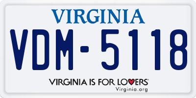 VA license plate VDM5118