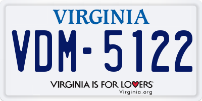VA license plate VDM5122