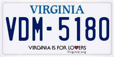 VA license plate VDM5180