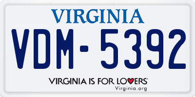 VA license plate VDM5392