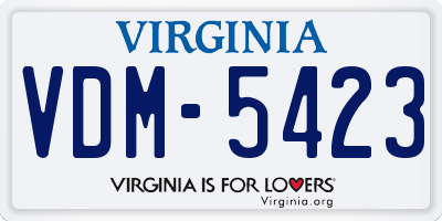 VA license plate VDM5423