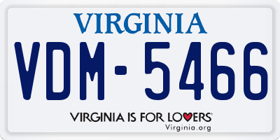 VA license plate VDM5466