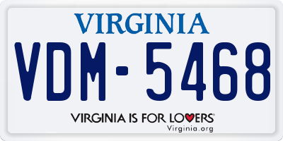 VA license plate VDM5468