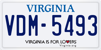 VA license plate VDM5493