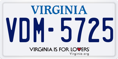 VA license plate VDM5725