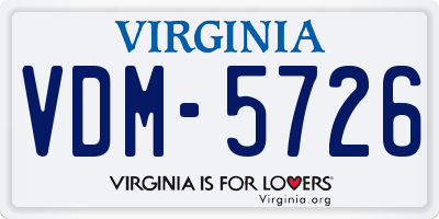 VA license plate VDM5726