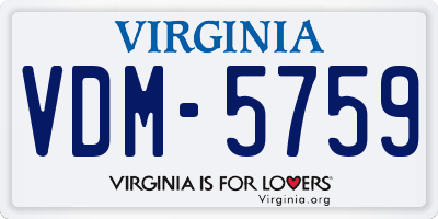 VA license plate VDM5759