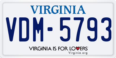 VA license plate VDM5793
